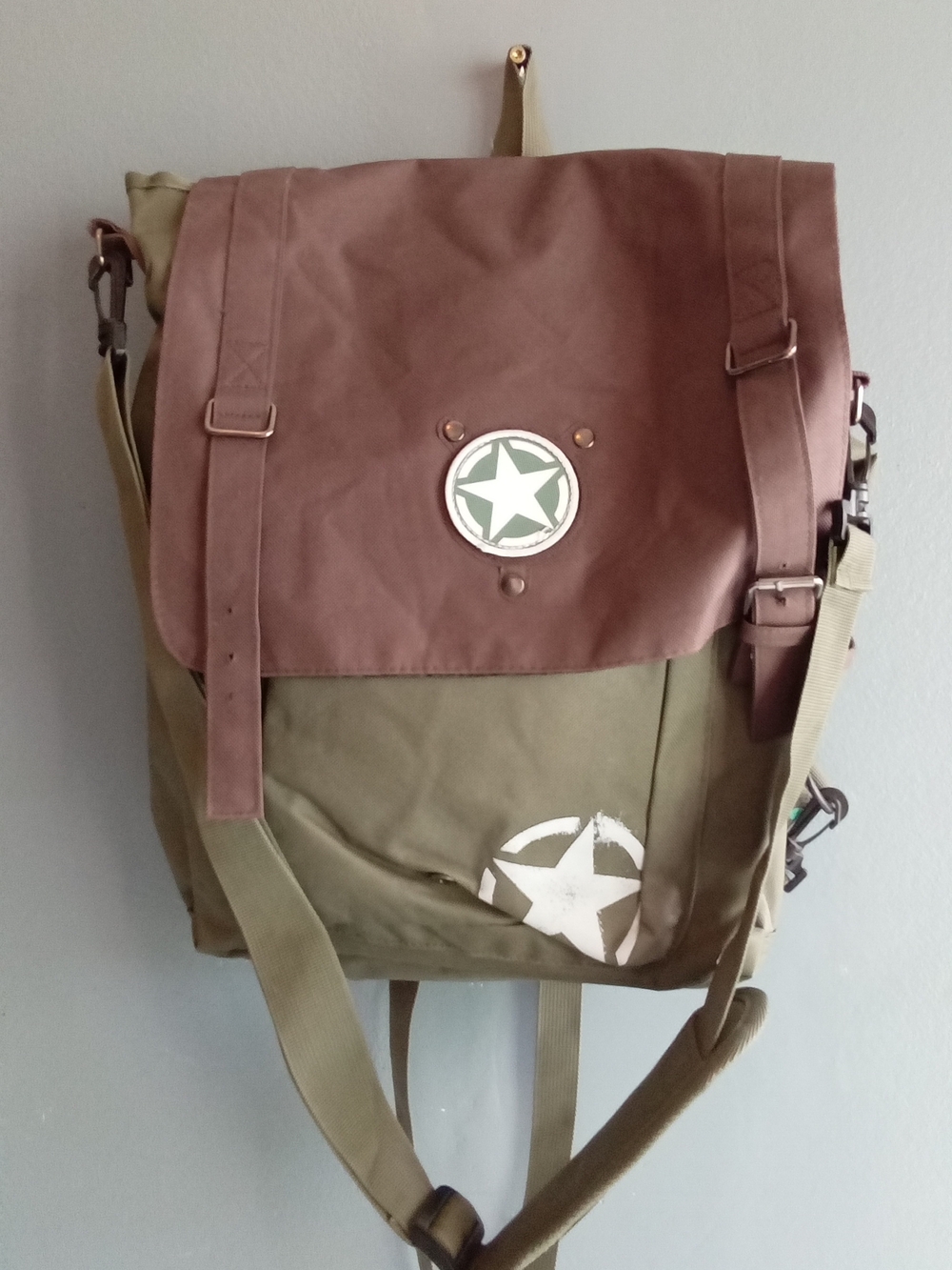 Call of Duty Canvas Backpack Messenger Bag Olive Green Military Tactical Star